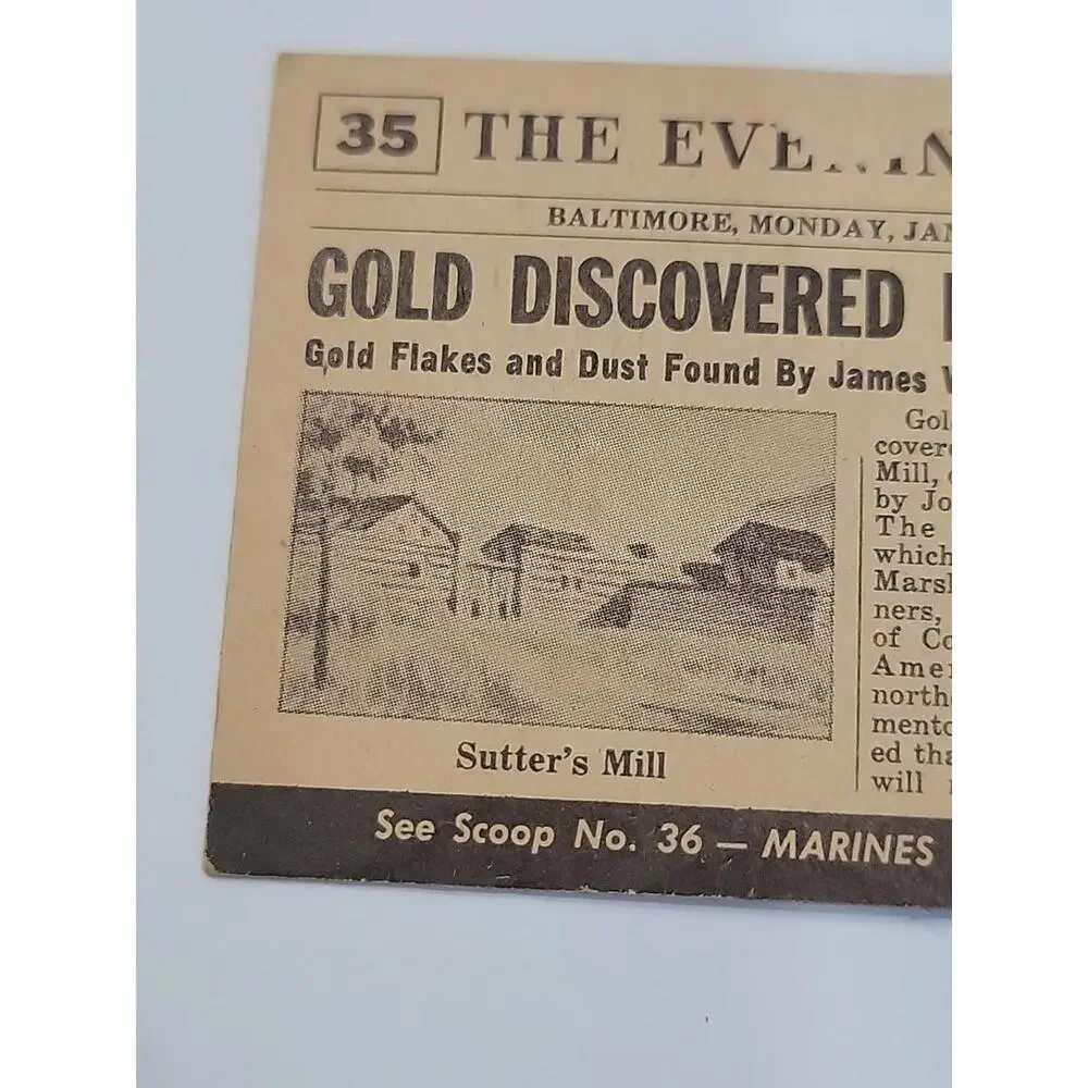 VTG 1954 Topps Scoops #35 Gold Discovered Card Rush Nevada California - Picture 5 of 8